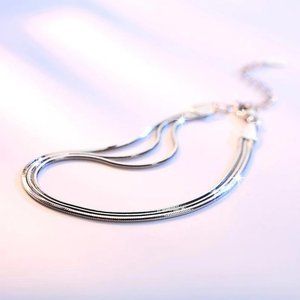 925 Sterling Silver Triple Snake Chain Bracelet